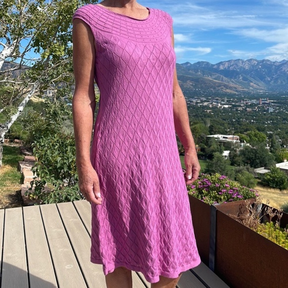 Hand dyed hot pink cotton “Soft Whispers” knit dress. New with tags.